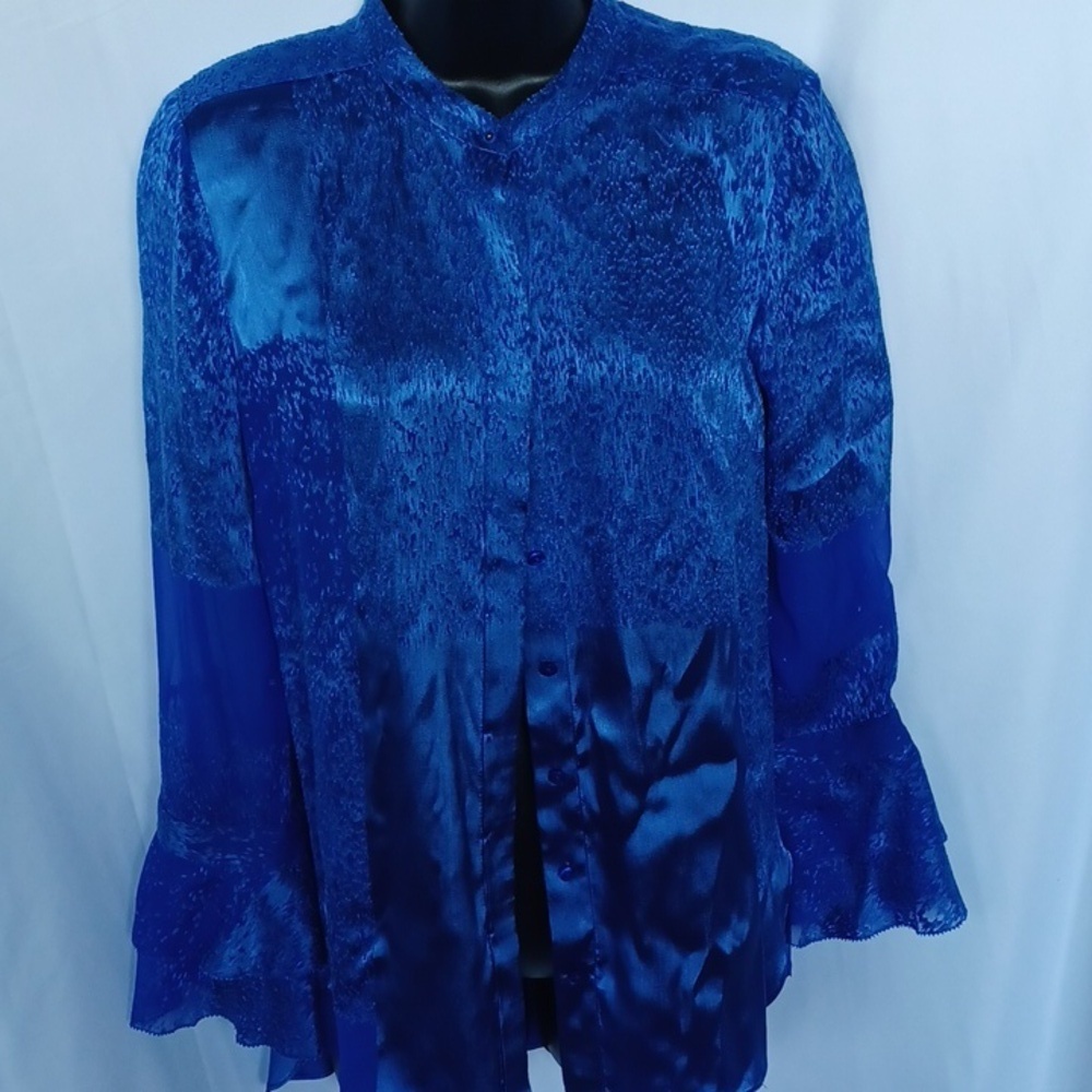Elie Tahari Silk blend button down shirt Sz xs, hidden buttons